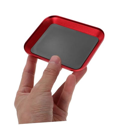2 Pcs Magnetic Screw Tray Aluminum Alloy Small Parts Storage Plate Red for Rc Model Screws Nuts Bolts Pins Organizer Tool Tray