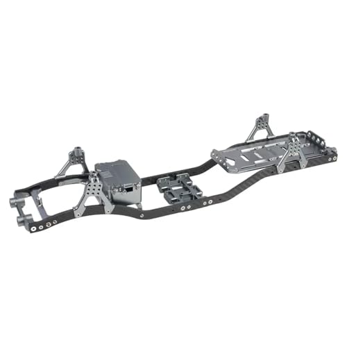 for SCX10 Chassis Set for 1/10 RC Crawler w/Carbon Fiber Rails Metal Brace Skid Plate Adjustable Shock Mount Radio Box Battery Tray(Gray Set) - color: Gray Set