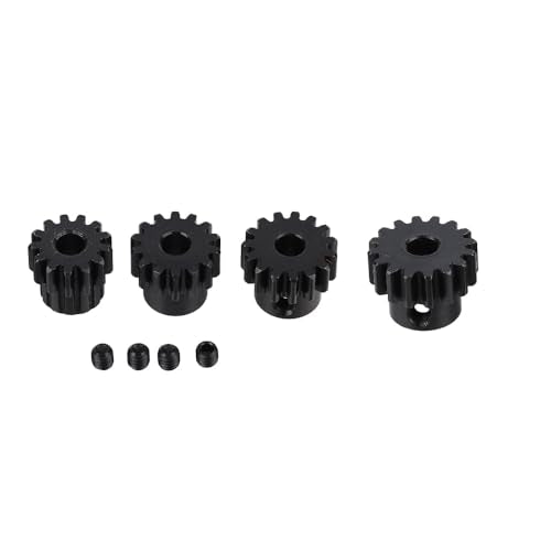 Hardened Steel Upgrade Pinion Gear Set: 13T 14T 15T 16T fit 5mm RC Motor Shaft (Work with Steel Spur Gears) for RC Vehicles, Set of 4
