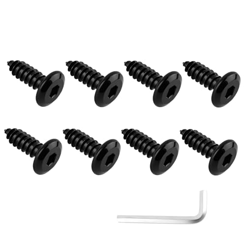 M6x18mm Stainless Steel Anti Theft License Plate Screws,Sturdy Car License Plate Bolts to Fix Front & Rear Licenses Plates/Frames,Essential Domestic Vehicle Screws for Licenses Plates - color: Black