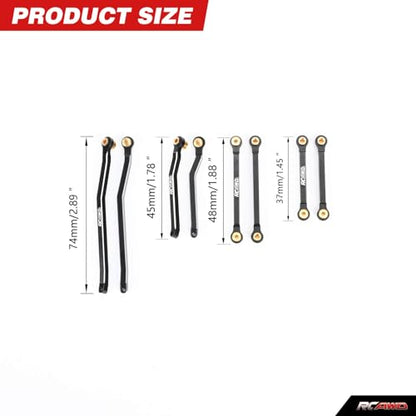 RCAWD CR18P High Clearance Tie Rods Set RC Linkage for Hobby Plus Rock Van, Trail Hunter, EVO Harvest, FUR-2411 Upgrades Parts Black - color: Black
