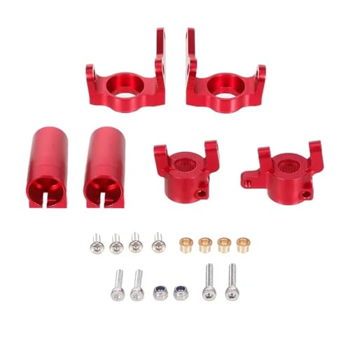 RC Cars Crawler Parts Compatible with Axial for SCX10 II 90046 90047 RC Car Parts Metal Front Steering Cup C Hub Carrier Rear Axle Lock Out Set(Red) - color: Red