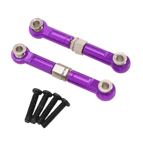 2X 1/14 RC Steering Linkage Aluminum Alloy Adjustable Tie Rods for 14211 Model RC Hobby Car Parts- Violet - color: Violet