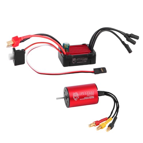 Surpass Hobby 2435 4800KV Motor 25A ESC Combo for 1/16 1/18 RC Truck | Complete power upgrade combo for 1/16 1/18 RC Truck LaTrax Teton Desert Prerunner Rally SST Wltoys A959 - color: Red