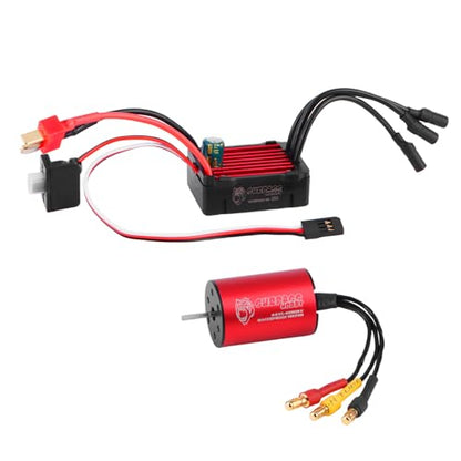 Surpass Hobby 2435 4800KV Motor 25A ESC Combo for 1/16 1/18 RC Truck | Complete power upgrade combo for 1/16 1/18 RC Truck LaTrax Teton Desert Prerunner Rally SST Wltoys A959 - color: Red
