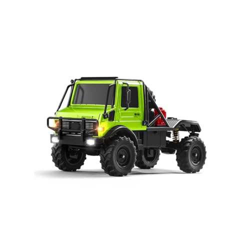 1/18 Semi-Truck RC Crawler MN-333, 4WD Alloy 4x4 RC Car, Portal Axles, 2-Speed Transmission, Full LED Lights for Hobbyists(Green) - color: Green