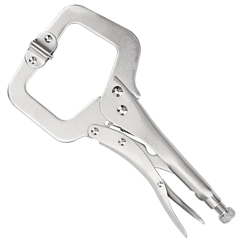 JOIKIT 6PCS 11 Inch C-Clamp Locking Pliers, Welding Pliers, Vise Grip C-Clamp with Swivel Pads for Carpentry, Welding, Electrical Equipment - size: 11 Inch 6 PCS