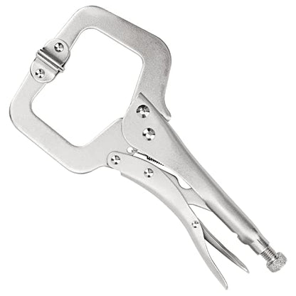 JOIKIT 6PCS 11 Inch C-Clamp Locking Pliers, Welding Pliers, Vise Grip C-Clamp with Swivel Pads for Carpentry, Welding, Electrical Equipment - size: 11 Inch 6 PCS