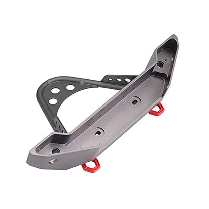 ZJchao RC Bumper, RC Front Bumper Metal Front Upper with 2 LED Lights for ‑4 1/10 Scale Crawler (Ti Color) - color: Ti Color