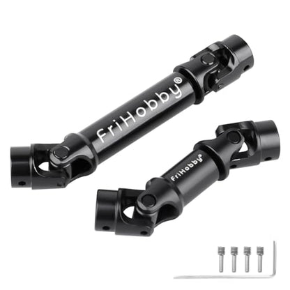 2Pcs FriHobby Stainless Steel RC Drive Shaft Metal Transmission Shaft CVD Compatible with TRX4M Defender Bronco 1/18 Crawler Upgrades Parts (Black) - color: Black