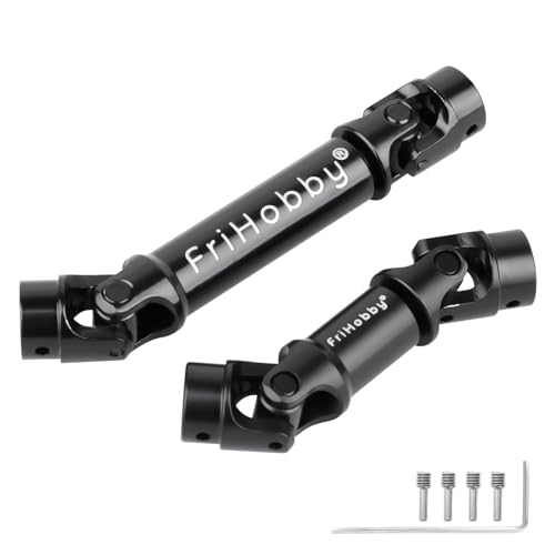 2Pcs FriHobby Stainless Steel RC Drive Shaft Metal Transmission Shaft CVD Compatible with TRX4M Defender Bronco 1/18 Crawler Upgrades Parts (Black) - color: Black