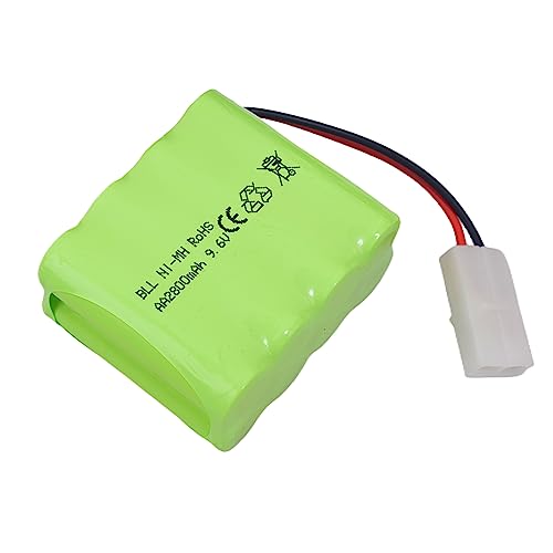 AA 9.6V 2800mAh Ni-MH High Capacity Battery with Tamiya Plug and USB Charging Cable for Toy Tank Engineering, Flat Semi-Trailer Truck, RC Car Spare Battery Pack