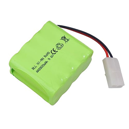 AA 9.6V 2800mAh Ni-MH High Capacity Battery with Tamiya Plug and USB Charging Cable for Toy Tank Engineering, Flat Semi-Trailer Truck, RC Car Spare Battery Pack