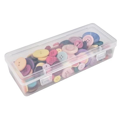 Goodma 8 Pieces Rectangular Empty Mini Clear Plastic Organizer Box | 6.5 x 2.56 x 1.38 Inch, Hinged Lids, For Small Items, Craft Projects - size: 165 x 65 x 35 mm