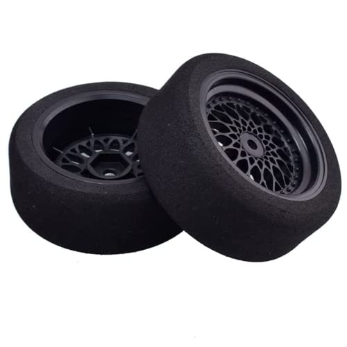 4Pcs 1/10 On-Road Foam Tires& 2080-3mm Wheel Rims 12mm Hex for HSP HPI RC Racing Car Toy, Black - style: 1/10 Foam