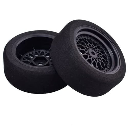 4Pcs 1/10 On-Road Foam Tires& 2080-3mm Wheel Rims 12mm Hex for HSP HPI RC Racing Car Toy, Black - style: 1/10 Foam