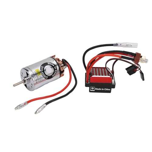 Alomejor 550 Brushed Motor, High Purity Copper Windings 60A ESC Combo with T Plug for 1/10 RC Crawler Car Axial SCX10 II III (16T) - size: 16T