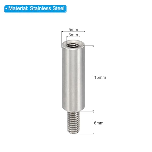 PATIKIL 24pcs M3 Standoffs, M3 15+6mm Spacer Standoffs Steel Threaded Standoffs Screws Kit 3mm ID 5mm OD Metric Male Female Thread Adapters for Circuit Board PCB RC Drones Motherboard - size: 15+6mm L