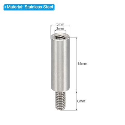 PATIKIL 24pcs M3 Standoffs, M3 15+6mm Spacer Standoffs Steel Threaded Standoffs Screws Kit 3mm ID 5mm OD Metric Male Female Thread Adapters for Circuit Board PCB RC Drones Motherboard - size: 15+6mm L
