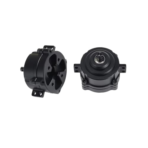 Metal Front Planetary Gearbox Transfer Case Transmission Drive Shaft Skid Plate Set for 1/10 RC Rock Crawler SCX10 II 90046 Chassis Metal Prefixal Gearbox Upgrade (Black) - color: Black