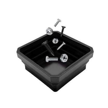 Collapsible Magnetic Parts Tray, 4.5" Square Silicone Tool Tray with Dual-Sided Magnetic Base, Foldable Small Metal Parts Organizer Storage Bowl for Screws Bolts Nuts Washers (Black) - color: Black