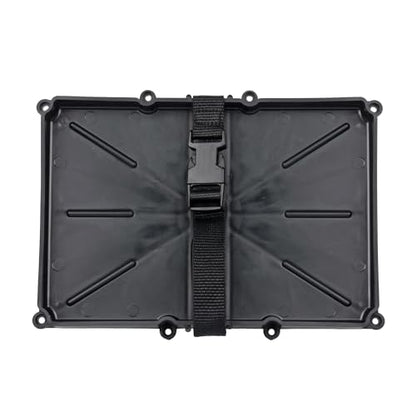 T-H Marine Narrow Battery Tray Holder with Poly Strap – Space Saving NMMA Certified Battery Tray with Recessed Mounting Wells for Marine, RV, and Trolling Motor Installations – Group 24, 10-5/8" x 7"