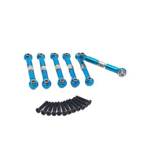 6pcs Metal Link Rod Tie Rod Linkage 1 18 RC Car Upgrade Parts Accessories Compatible with RC Car Models(Blue) - color: Blue