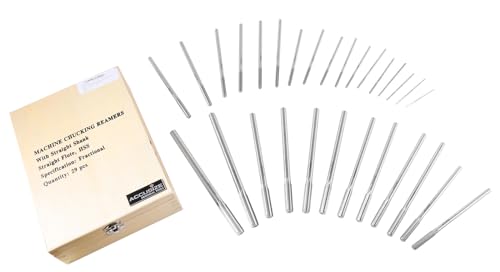 Accusize HSS Chucking Reamer Set 1/16 to 1/2 in by 1/64, 5500-SF00 | 29 Pc Fractional Set, Straight Shank, Straight Flute, Right-Hand Cut, +0.0001 to +0.0005 in Tolerance - size: 1/16" thru. 1/2" by 1/64"