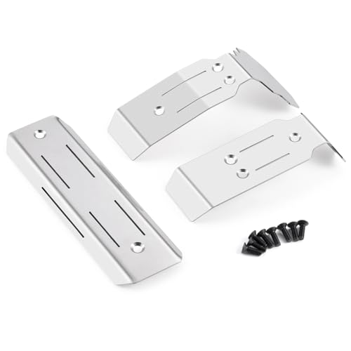 LSG Chassis Armor Guard Skid Plate Protectior for 1/16 Tra-xxas Mini Maxx | Stainless Steel Front Rear Center Armor Plates, Heavy Duty RC Car Upgrade Accessories