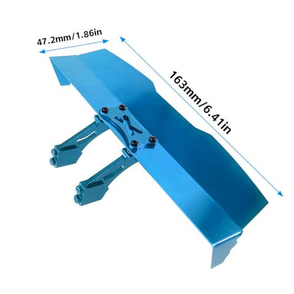 1/16 Scale RC Car Upgrade Metal Spoiler Assembly CNC Machined Aluminum Rear Wing for MJX Hyper Go 1/16 16207 H16PL RC Car, Replacement Parts for Enhanced Stability and Customization (Blue) - color: Blue
