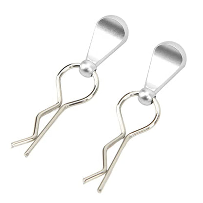 4Pcs RC Car Body Clips with Pull Tabs, Stainless Steel Universal Car Clips for 1 8 1 10 Remote Control Car Upgrade Parts (Silver) - color: Silver
