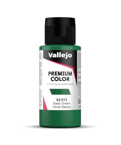 Vallejo - Premium Color RC Basic Green 2.02 Fl.Oz. (60 ml) for Airbrushing, Acrylic-Polyurethane Hybrid Resin of Great Resistance Paint for Model and Hobby Use - style: Basic Green