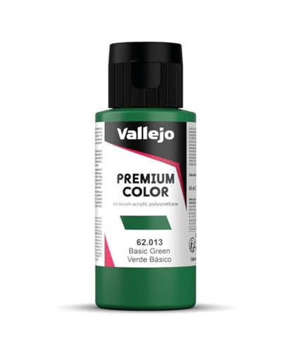 Vallejo - Premium Color RC Basic Green 2.02 Fl.Oz. (60 ml) for Airbrushing, Acrylic-Polyurethane Hybrid Resin of Great Resistance Paint for Model and Hobby Use - style: Basic Green