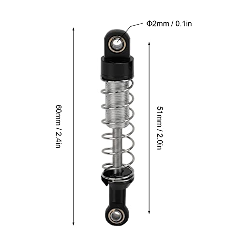 OUKENS RC Shock Absorber Set, 4Pcs Metal Black Adjustable Oil Shocks for 1/18 1/16 RC Crawler, Compatible with TRX4M, WPL C14 C24, MN D90, Axial Capra Upgrade Parts - color: Black