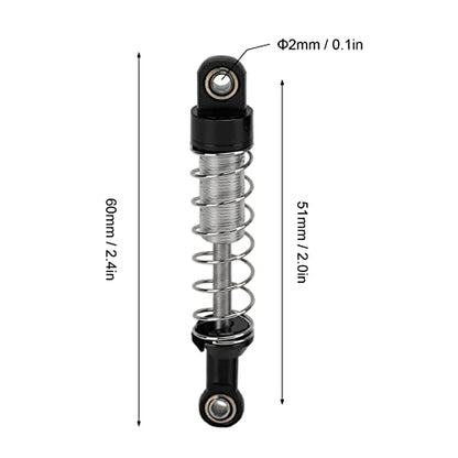 OUKENS RC Shock Absorber Set, 4Pcs Metal Black Adjustable Oil Shocks for 1/18 1/16 RC Crawler, Compatible with TRX4M, WPL C14 C24, MN D90, Axial Capra Upgrade Parts - color: Black