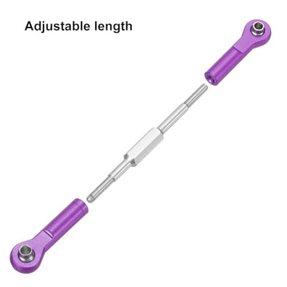 MECCANIXITY 4 Pcs Steering Servo Turnbuckle Rod RC Aluminum Alloy Linkages for HSP 1/10 94123 On-Road RC Car (Purple, 96mm) - color: Purple, size: 96mm