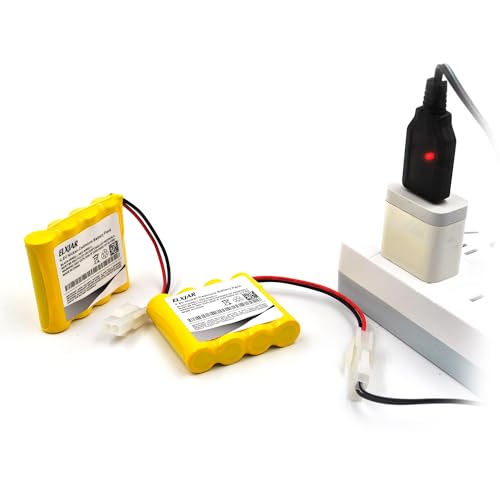 (2-Pack) 4.8V 1000mAh Ni-Cd Battery with 5557 Connector | Rechargeable battery packs for compatible RC toys, lighting equipment and electric appliances; includes USB charging cable.