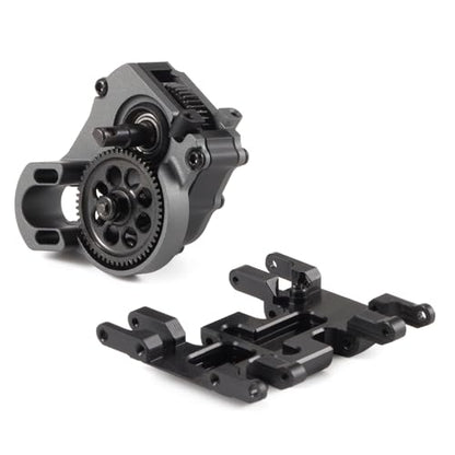 21% Overdrive MR24 Billet Transmission with Delrin Skid Plate for SCX24 Custom Build Brushless 1/24 RC Crawler Comp Rigs (Gray) - color: Gray