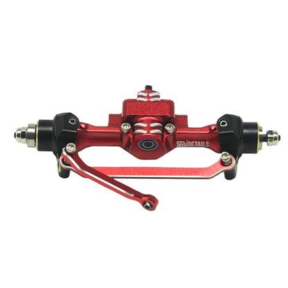 Aluminum Front/Rear Axle Set with Brass Knuckles, Steering Link, Gear, Bearing, CVD Whole Set, Red, for 1/30 Axial SCX30 RC Cars (Red) - color: Red