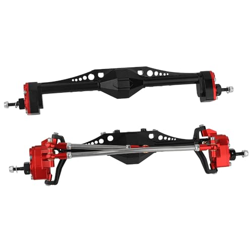 Metal Front and Rear Portal Axle Completes Set with Servo Mount for Axial 1/10 RC Crawler Capra 1.9 UTB AXI03004 AXI03000T1 T2 Buggy F9 Upgrade Parts (red) - color: Red