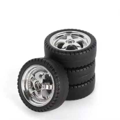 RC Crawlers Models For LDRC AE86 A86 LD1801 LD1802 LD1803 LD1804 A01 A02 1/18 RC Car Upgrade Parts 4pcs 33mm Hard Drift Tire Wheel Tyre(Silver) - color: Silver