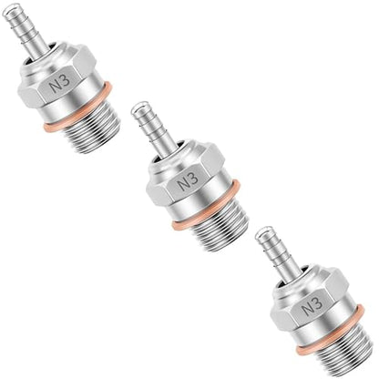 RC Glow Plugs No.3 N3#3 70117H Hot Spark Nitro Engine Parts Replace OS for 1/8 1/10 Scale RC Car Truck Buggy Traxxas Losi HPI Redcat HSP Himoto 3PCS - size: N3 3PCS