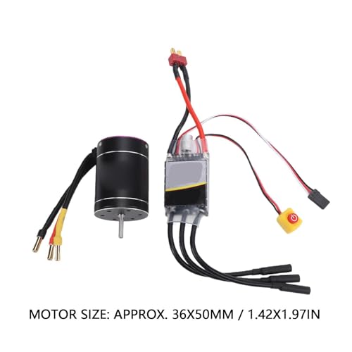 Drfeify Brushless Motor and ESC, 2600KV RC Car Motor with 75A ESC, CNC Aluminum Heatsink for 1/10 1/8 Scale RC Trucks Boats