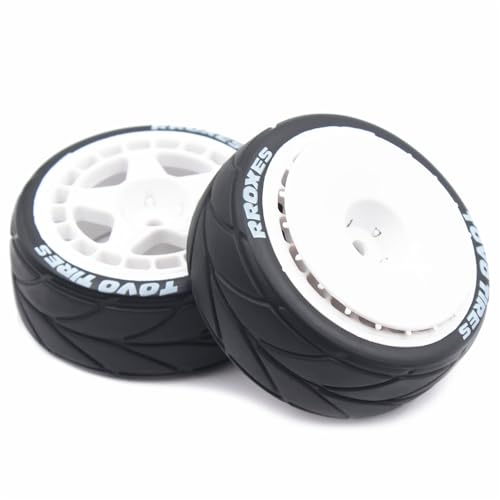 65mm 4PCS 1/10 RC On-Road tires and Hard Plastic wheels set Hex 12mm For WRC Drift Car Conversion 1/10 RC On-Road Car Traxxas Tamiya FW06 TT02 HPI HSP 94122 Kyosho W37 (White) - color: White