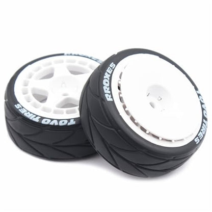 65mm 4PCS 1/10 RC On-Road tires and Hard Plastic wheels set Hex 12mm For WRC Drift Car Conversion 1/10 RC On-Road Car Traxxas Tamiya FW06 TT02 HPI HSP 94122 Kyosho W37 (White) - color: White