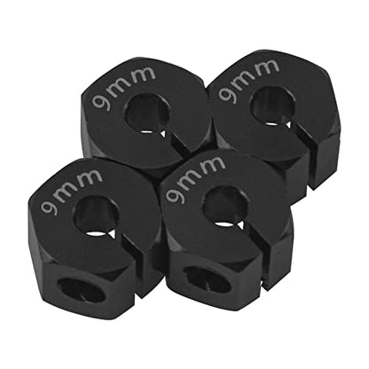 Aluminum Alloy 12mm Wheel Hex Hub Drive Adapters with Pins Screws Compatible with Axial SCX10 HSP HPI Tamiya Redcat 1/10 RC Crawler Car (9mm, Black) - color: Black, size: 9mm