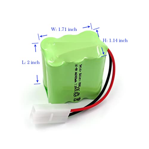 7.2V 2400mAh 6-Cell AA Ni-MH Replacement Battery Pack, KET 2P Plug Rechargeable Battery with USB Cable for Off-Road RC Truck, RC Racing Boat, RC Combat Tank & Hobby RC Toys