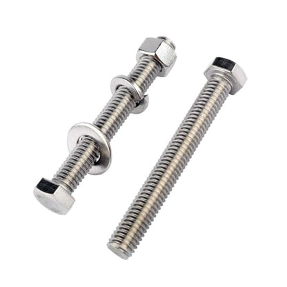 1/2-13 x 2 Hex Head Screw Bolt and Nuts Flat & Lock Washers, 304 Stainless Steel Fully Threaded, 4Sets - color: Silver, size: 1/2-13 x 2" (4Sets)