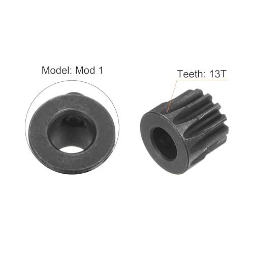 uxcell Mod 1 13T Pinion Gear 8mm Bore Hardened Steel Motor Rack Spur Gear for RC Car Truck Gear Drive