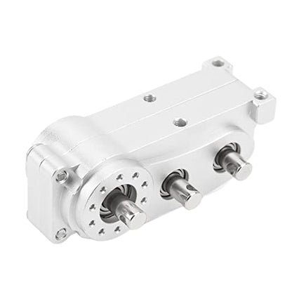 Luqeeg 2 Speed Gearbox Transfer, CNC Machined Aluminum Alloy Transmission for 1/10 RC Crawler Climber, Anodized Look Gearbox with Fine Workmanship for SCX10 313mm Wheelbase Frame (Silver) - color: Silver